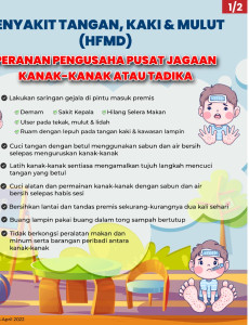 Penyakit Tangan Kaki dan Mulut (HFMD) - Peranan Pengusaha Pusat Jagaan Kanak-kanak / Tadika